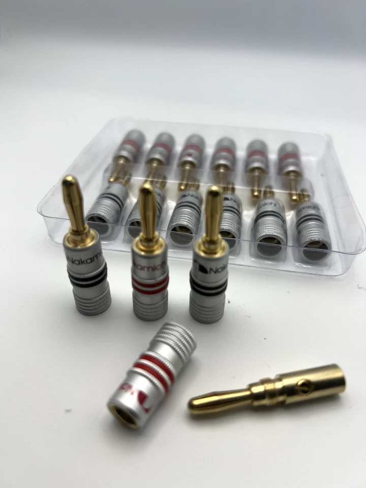 Conectores de cable de altavoz HiFi enchufes banana de 4 mm chapados en oro 24K Nakamichi Foto 3 de 4