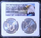 2021 Type 1 & Type 2 Silver Eagle Set NGC MS 70 FINE SILVER 35th Ann 1st 400