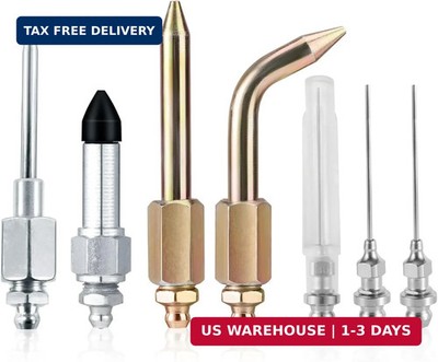 Tinoaly 7pcs Grease Gun Accessory Kit, Include 3 Grease Nozzle, 1 Needle Dispens