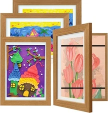 4-Pack Kids Art Frames 8.5"x11 Holds 150 Artworks Magnetic Front Open Wall Mount