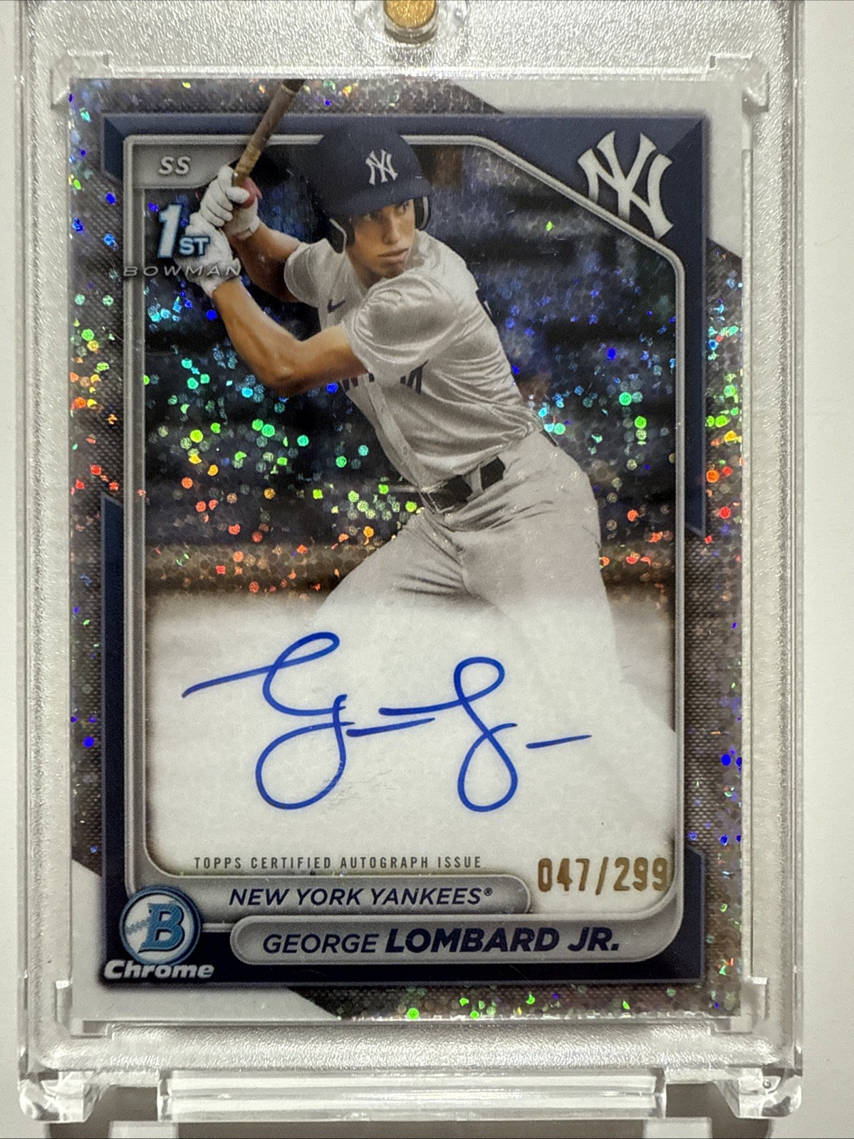 2024 Bowman Chrome Autographs George Lombard Jr. Bowman 1st Speckle Auto /299