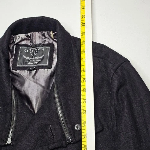 Guess Men XL Peacoat Black Wool Blend Double Breasted Zipper Bib M04110AB944 image 5