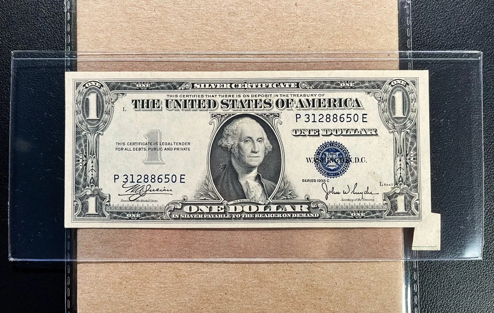 1935C $1 Silver Certificate "BUTTERFLY FOLD ERROR" - AU - Image 2 of 3