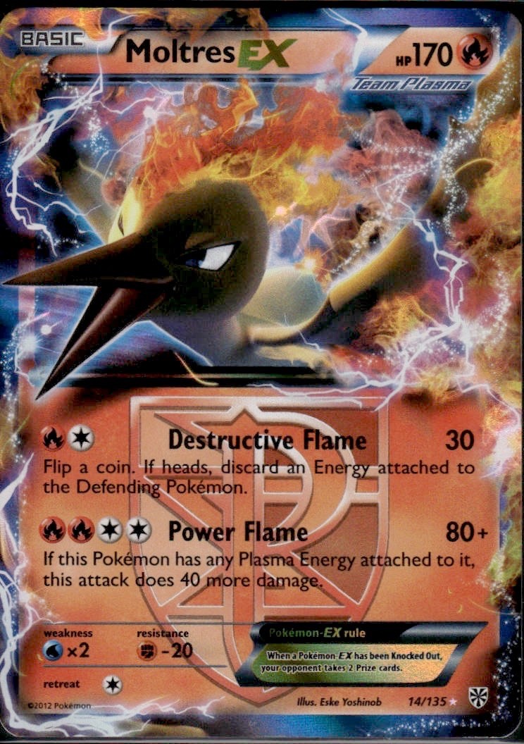 Moltres EX (Team Plasma) 14/135 Plasma Storm LP Holo Rare Pokemon Card Pokémon