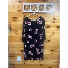 Tommy Hilfiger Womens Black Floral 3/4 Sleeve Sheath Dress Size 12 Cottage