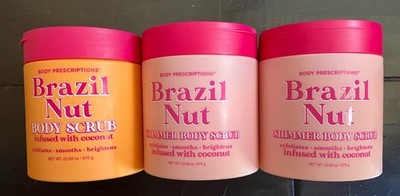 (3x Set) Body Prescriptions Brazil Nut Body Scrub & Shimmer Exfoliate Coconut