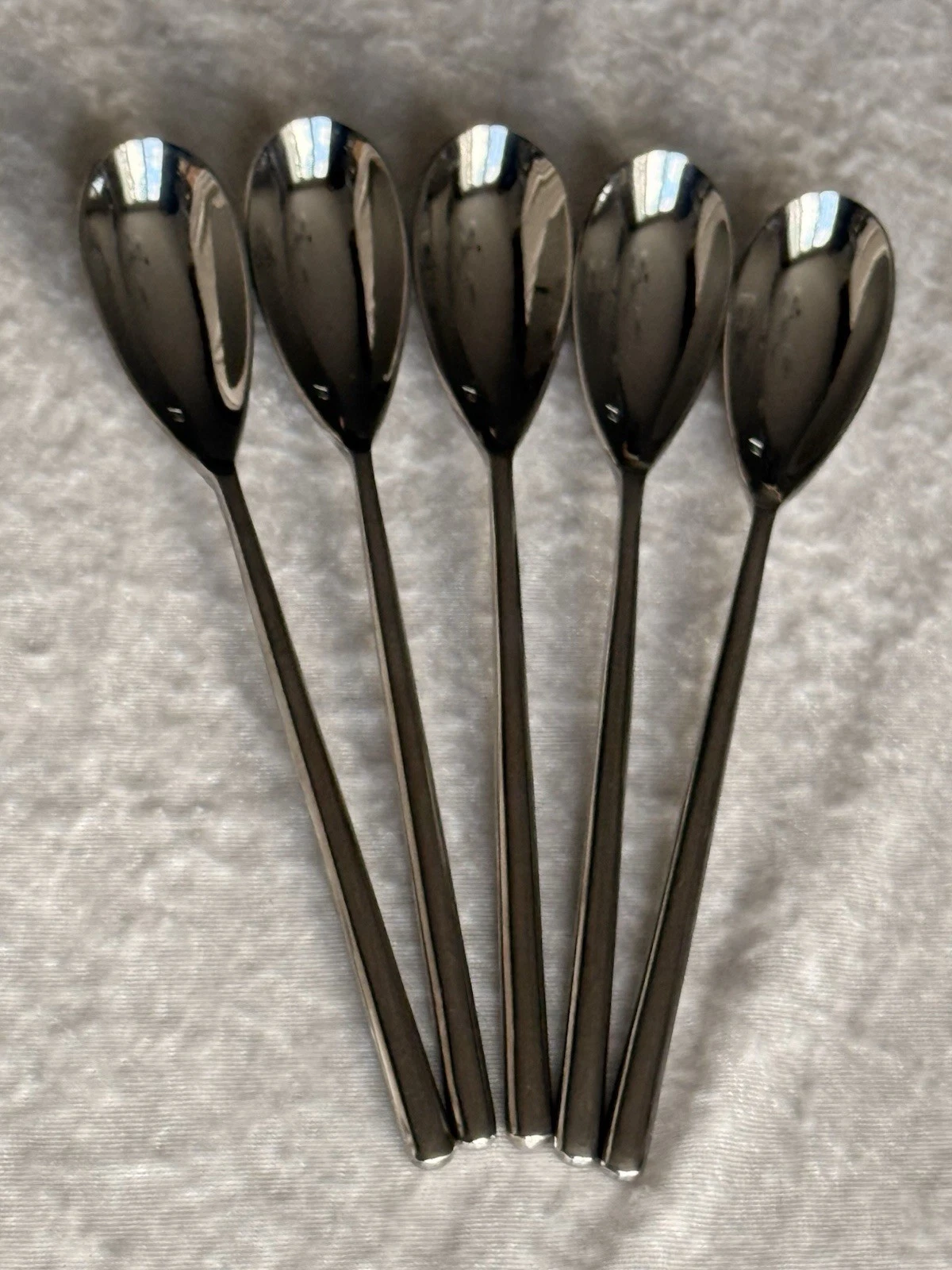 Set Of 5, Fortessa 7” Dragonfly Serving Spoons W/ contemporary, slender handle.