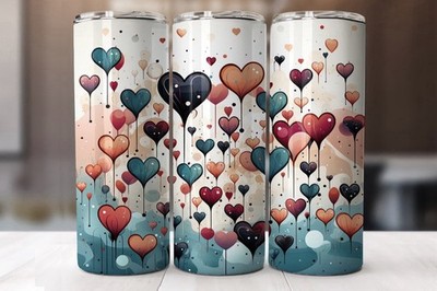 Beautiful Heart Stainless Steel Tumblr With Straw And Lid