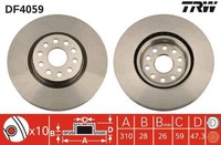 2X Bremsscheibe Vorne TRW DF4059 FÜR Alfa Romeo Lancia