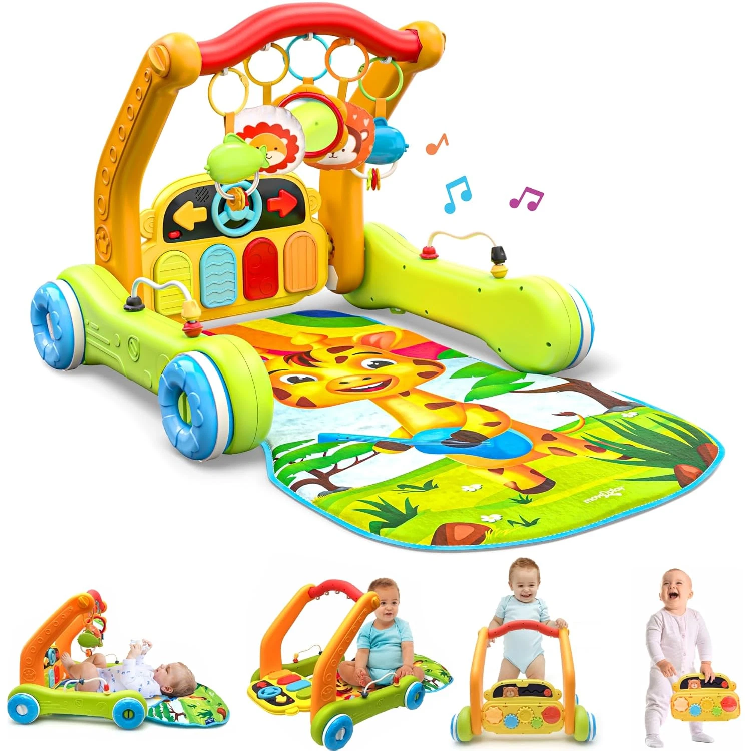 , 4-In-1 Baby Play Mat & Activity Center Gym | Walker | Infant Toy for Tummy Tim