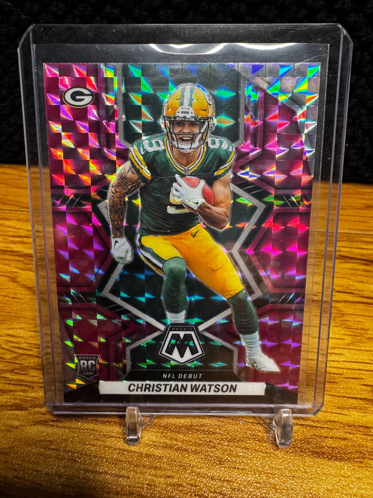 2022 Panini Mosaic - NFL Debut Christian Watson #281 Camo Pink Mosaic Prizm (RC)