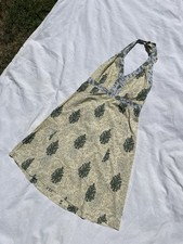 Vintage Size 8 Ecru Boho Hippy Cotton Halterneck Summer Dress