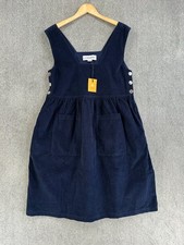 L.F. Markey Dress Womens Size UK 12 Navy Corduroy Pinafore Chore Oversized