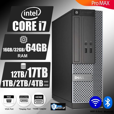 #ad #ad DELL Desktop Computer PC i7 up to 64GB RAM 16TB SSD HDD Windows WIFI DVD RW $139.00