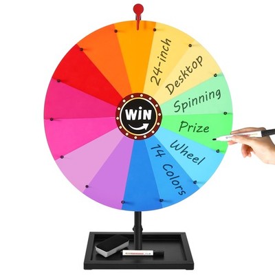 24-inch Tabletop Spinning Prize Wheel, Spin Doodle Game Spinner, Storable Prize