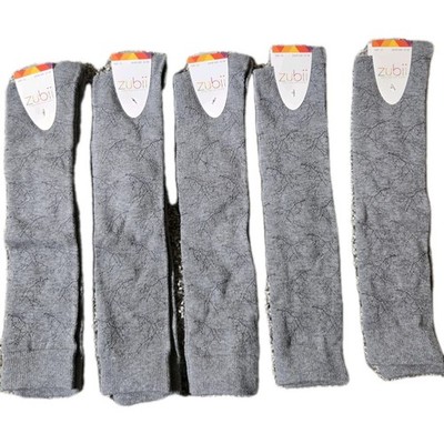 Zubii Girls Designer 5 Pair Long Socks Gray Big Kids Shoe Sz 5 Knee High
