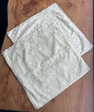 2 20X20 Ralph Lauren Silk Thow Pillow Sham Cover Ivory Floral Embroidery Button