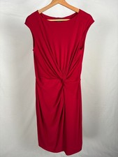 Lauren Ralph Lauren Red Knit Stretch Short Sleeve Knot Detail Dress Sz 12