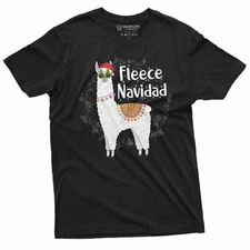 Men's Fleece Navidad T-shirt Funny Feliz Navidad Merry Christmas Lamma T-shirt