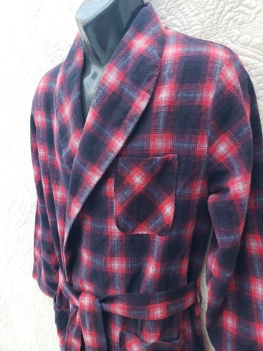 DEADSTOCK 1960s Brushed Flannel Robe by B.V.D neva-press Shawl Collar Belted S - 第 5/11 張圖片