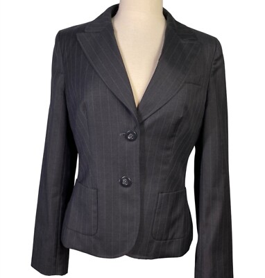 Ann Taylor Loft Womens Wool Pinstripe Blazer Jacket Size Dark