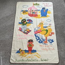 Vintage Chatham Sesame Street Blanket with Vinyl Storage Bag Beach Scene Muppets