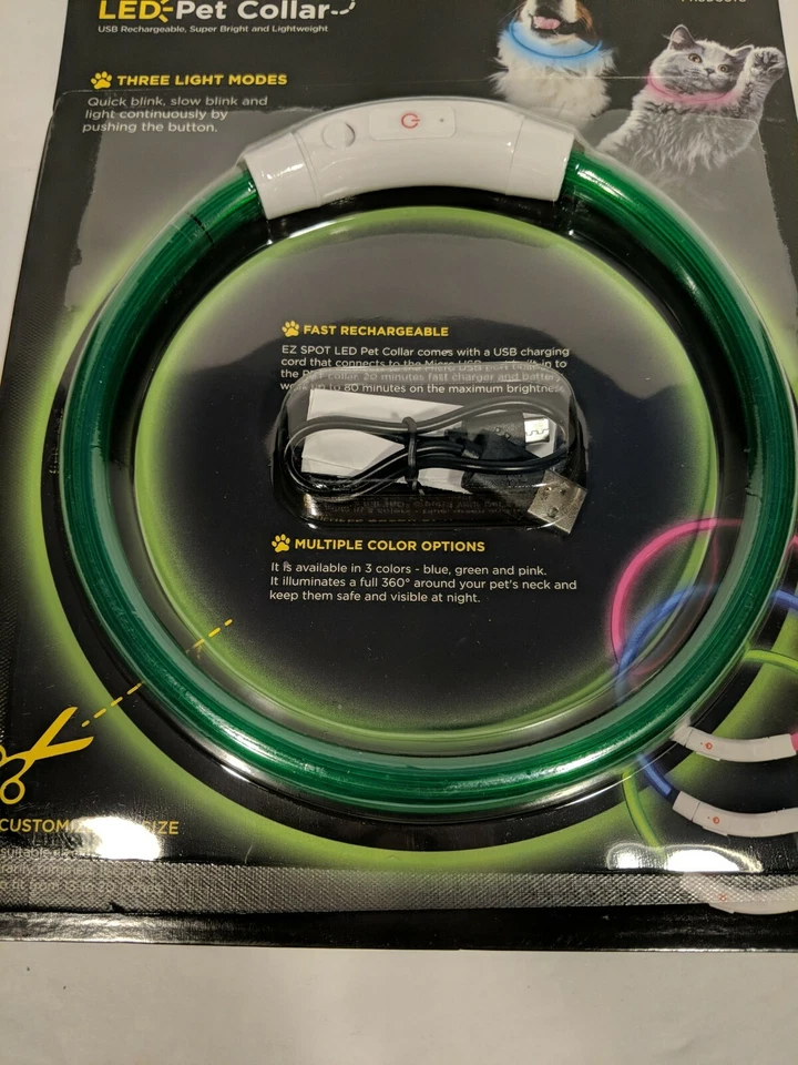 EZ Spot LED Pet Collar By One Products Blue Customize The Size Rechargeable W5 - Image 4 of 4