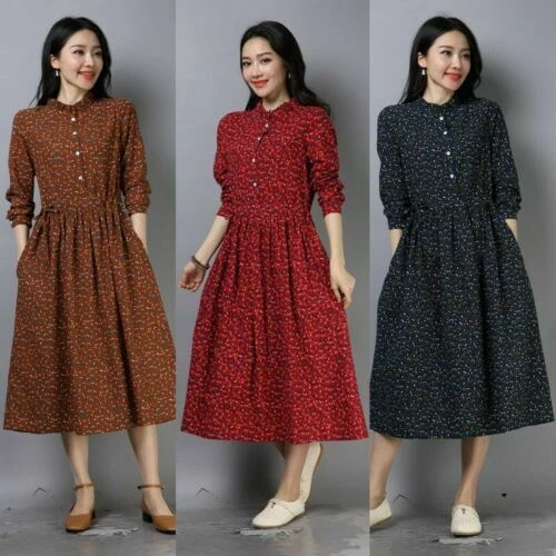 Linen Long Sleeve Dresses for Women