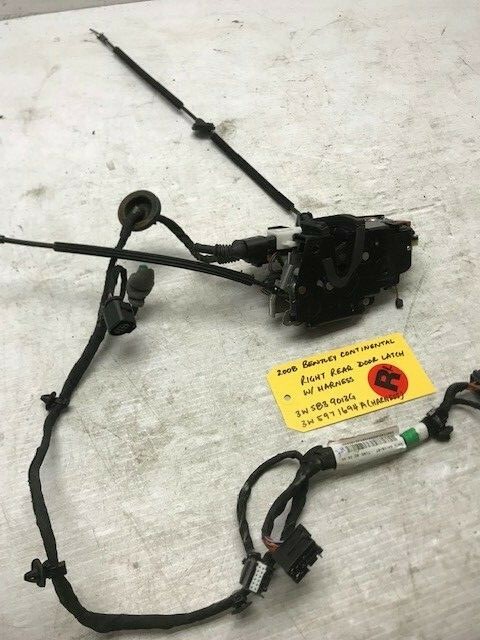06-08 Bentley Continental Flying Spur RIGHT REAR DOOR LATCH W/ WIRING 3W5839013J