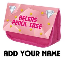 Personalised (Custom) Pink Girls Pencil Case Bag - School Christmas Gift - 2 Zip