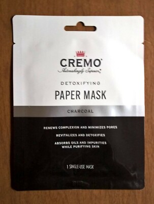 Cremo Face Mask Paper Charcoal Detoxifying Men's- 1 count New