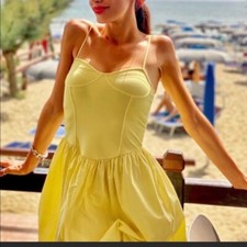 ZARA combination poplin yellow dress 5644/359