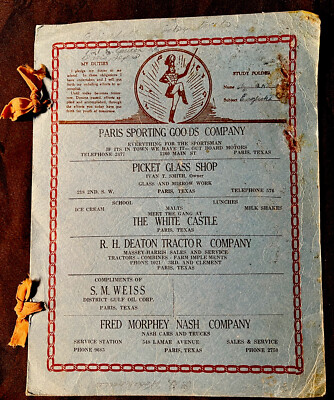 1940s 50s PARIS TEXAS Advertising Study Folder Front and Back The WHITE CASTLE