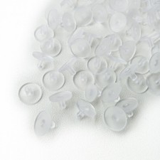 100 pcs 11mm Clear Silicone Pierced Earring Cushions Back Pads Disc Stoppers