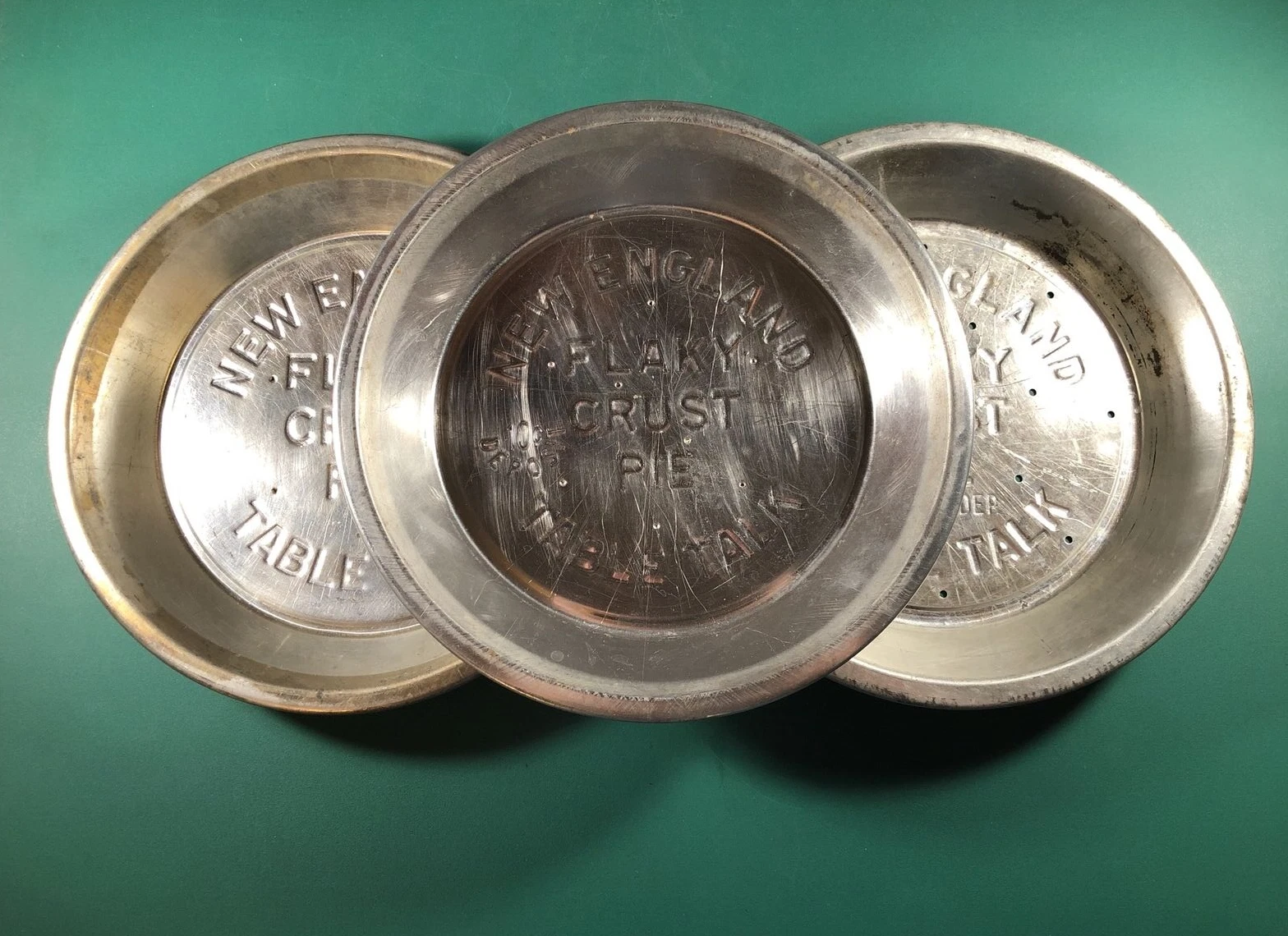 3 Lot | VTG New England Table Talk | Flaky Crust Pie Pan Lot | 10 Cent Deposit