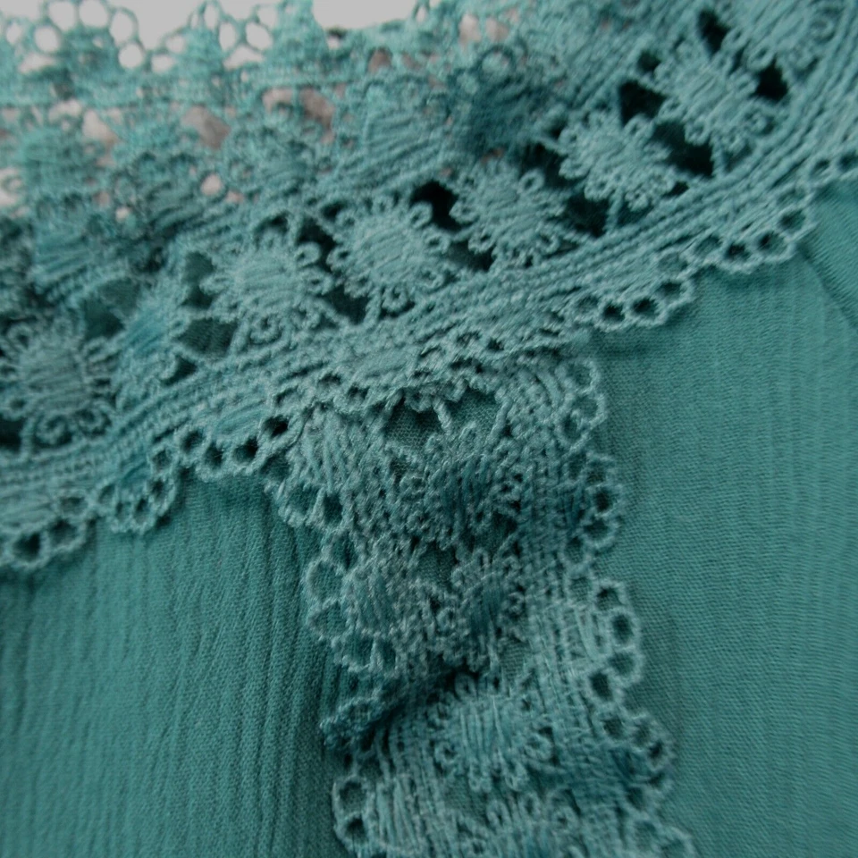 Camisa pulóver informal Valerie Stevens para mujer 2X verde manga larga ganchillo Foto 4 de 4