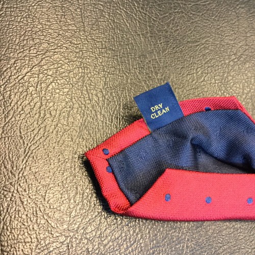 Vintage Club Room Necktie Tie Red Navy Blue Polka Dots Silk 3 1/8" - Picture 6 of 7