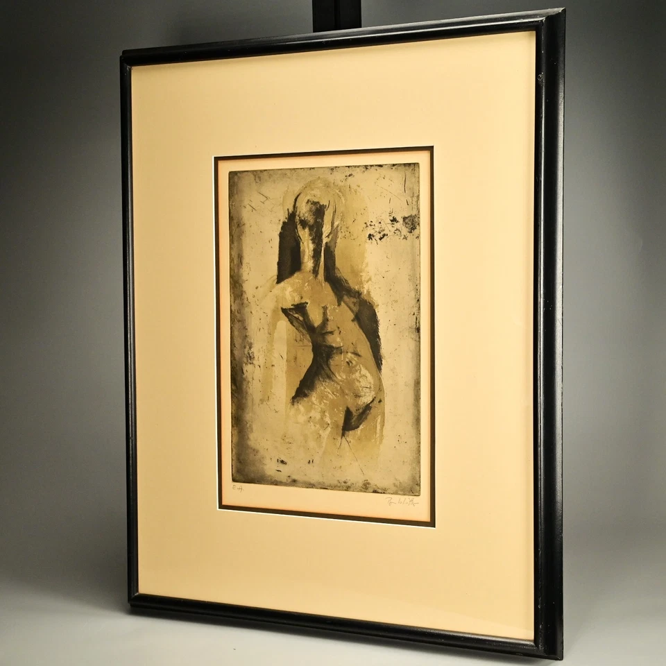 KARL BRANDSTATTER Original Vintage Firmado MCM Figura Femenina Retrato AP Grabado Foto 4 de 4