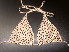 New Women's Animal print Brown Triangle Bikini Top swimsuit Sz Small