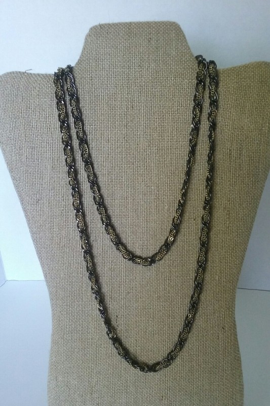 Alfani Two-Tone Gold Knot Chain Long Necklace#B1
