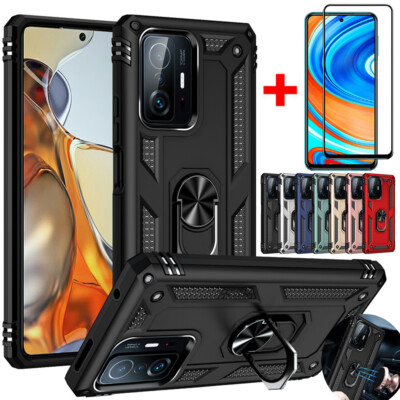 Rugged Glossy Non-Slip Case + Tempered Glass For Xiaomi Mi 11T Pro Note F3