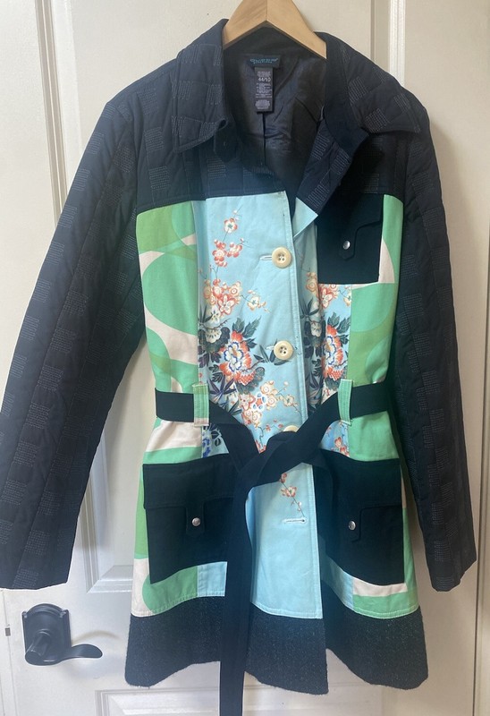 Custo Barcelona Vintage Floral Quilted Patchwork Coat Belted Sz 44/10 Y2K