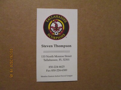 EISL Tallahassee Scorpions Vintage Defunct Circa 1997 Team Logo Business Card