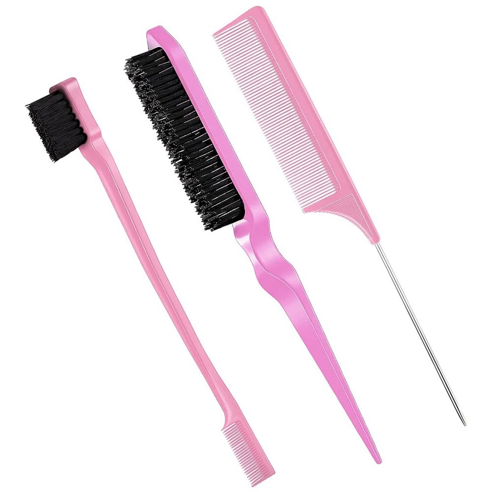 Comb for Edge Back Grooming Teasing Brush Slick Brush Set Bristle Hair Brush - Image 4 of 4