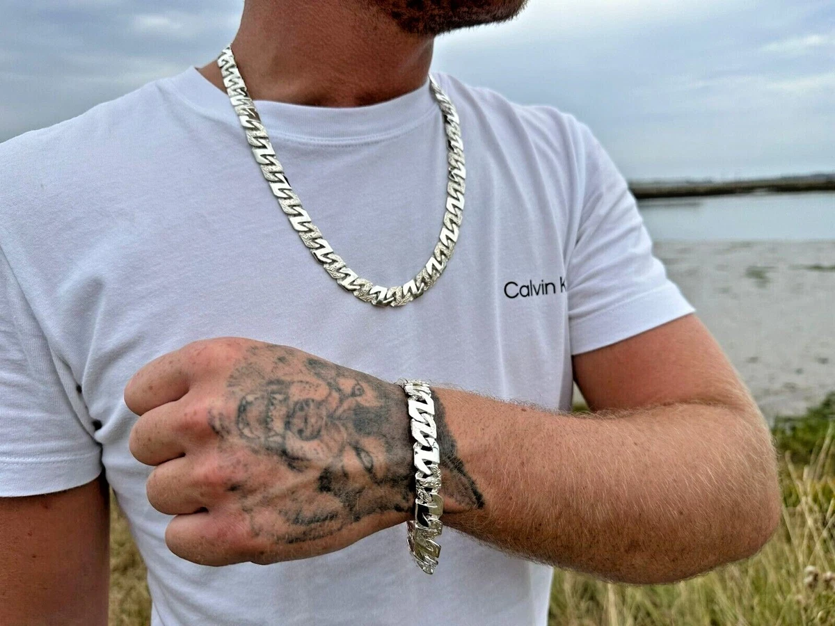 Sterling silver chain and bracelet set sale