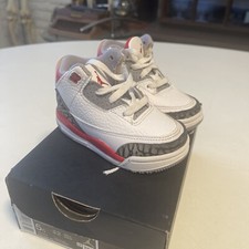 Nike Air Jordan Retro 3 TD Fire Red White Cement Grey 2022 DM0968-160 Size 5c