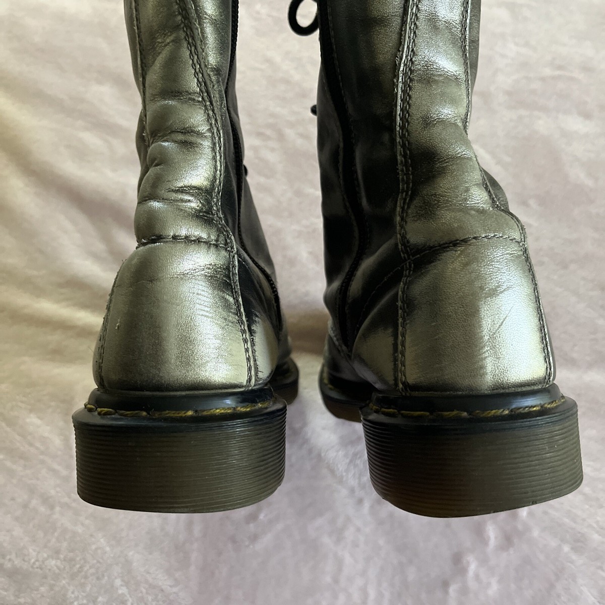 Dr Martens Women's 10183 Silver 14 Eye Zip Up Mid Calf Lace Dr Martens Women's 10183 Silver 14 Eye Zip Up Mid Calf Lace