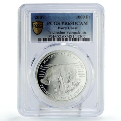 Ivory Coast 1000 francs Conservation Monk Seal Fauna PR68 PCGS