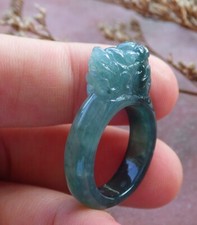 Certified Green Natural A JADE Jadeite Dragon Pi Xiu RING USA. 6.5    562459