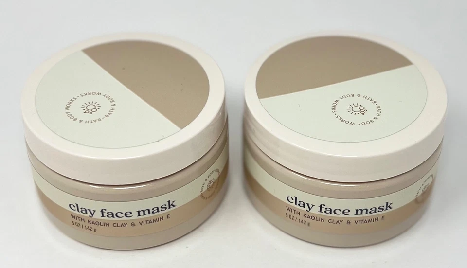 2 NEW BATH & BODY WORKS CLAY FACE MASK KAOLIN CLAY VITAMIN E TREATMENT 5 OZ - Image 2 of 4